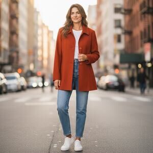Talbots Collection Wool Angora Cashmere Blend Jacket Red Orange Size 10 NWT